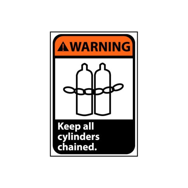 Warning Sign 14x10 Rigid Plastic - Keep All Cylinders Chained